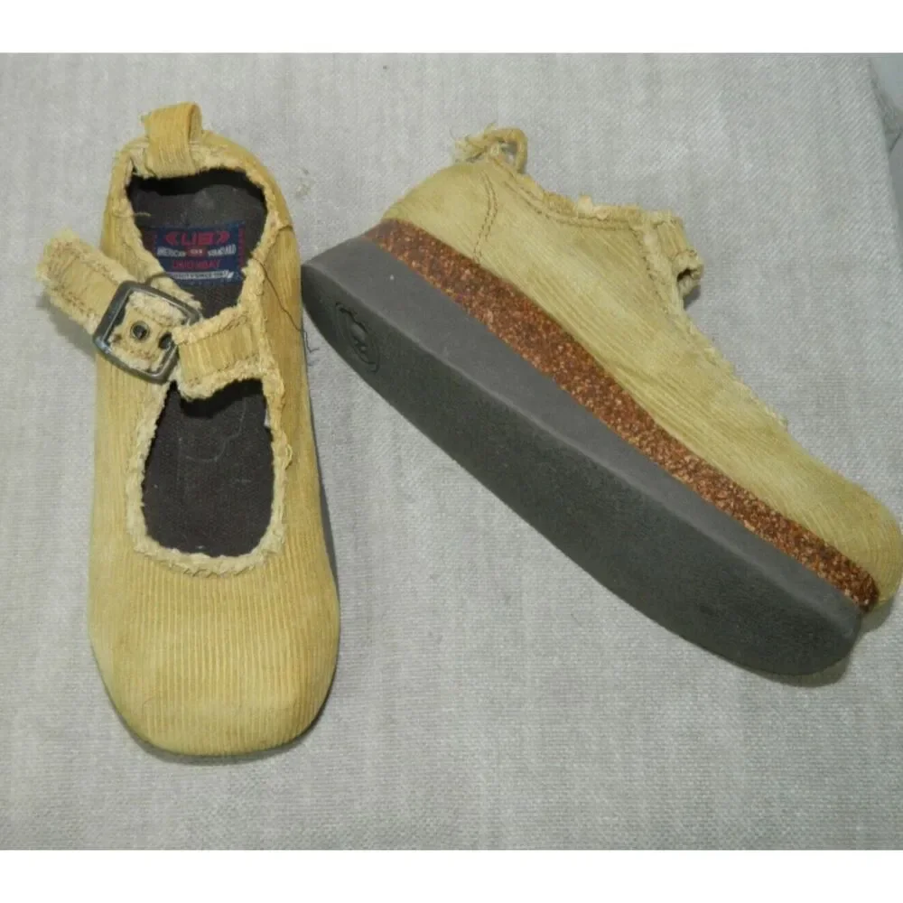 Unionbay Mary Jane Size 6.5 Beige Corduroy Cork Platform Vintage Y2K 2000s Geene